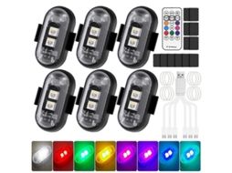Conjunto de 6 luzes LED sem fio com controle remoto para carro CHARM