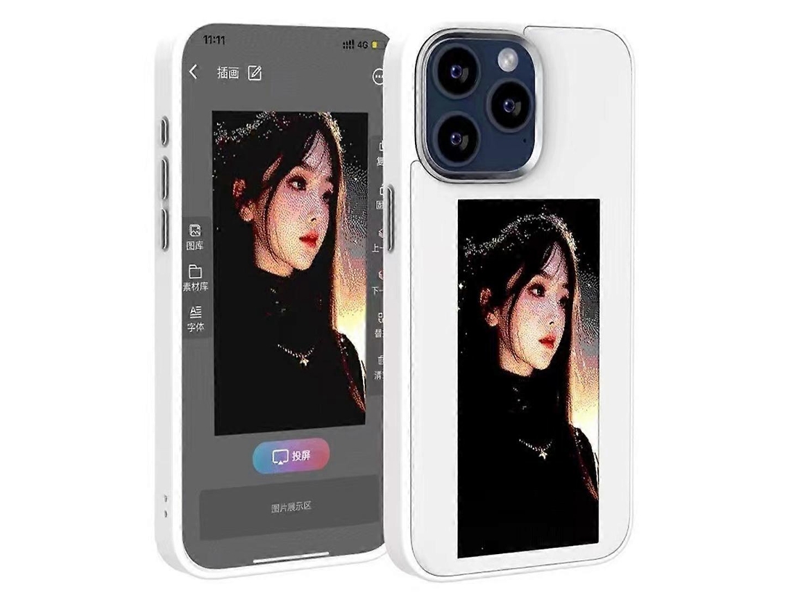 Capa Para Iphone 15 Pro Max Com Tela De 4 Cores E Tinta Nfc Com Padrão Diy