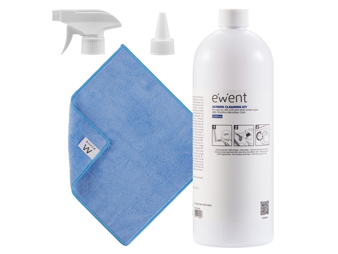 Kit Limpeza EWENT EW5680 Universal Ecrãs Plásticos (1000ml)