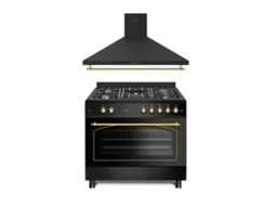 Pack Combo Fogão Solthermic Gas F9l50g2rb Con Forno Panoramico Preta Rústico Exaustor A Decorativa H90pr