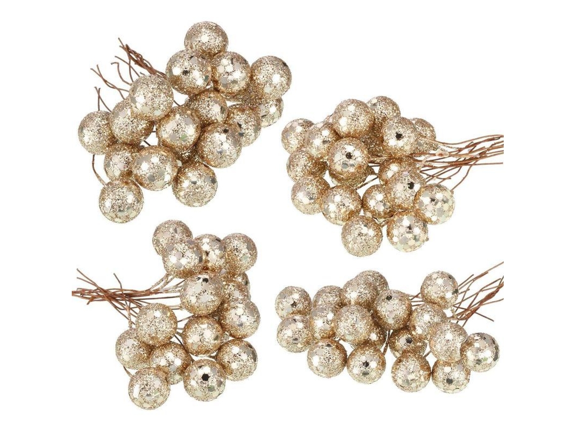 Frutos Artificiais De Azinheira, 100 Peças Mini 10 Mm Frutos Falsos Em Fio Para Decoração De Árvore De Natal