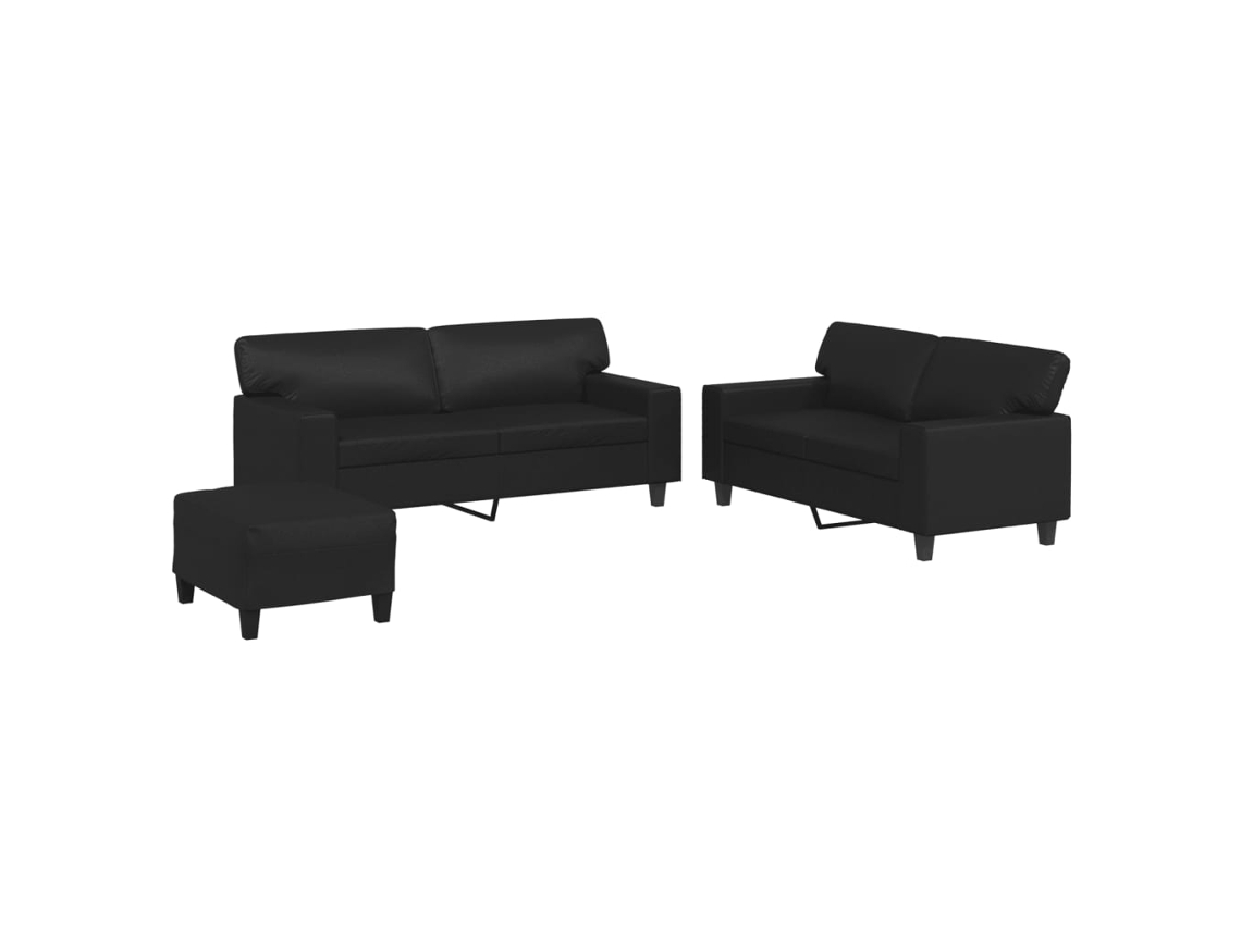 Sofa Set, Sofa Sets Vidaxl Preto Couro Artificial (n/a)