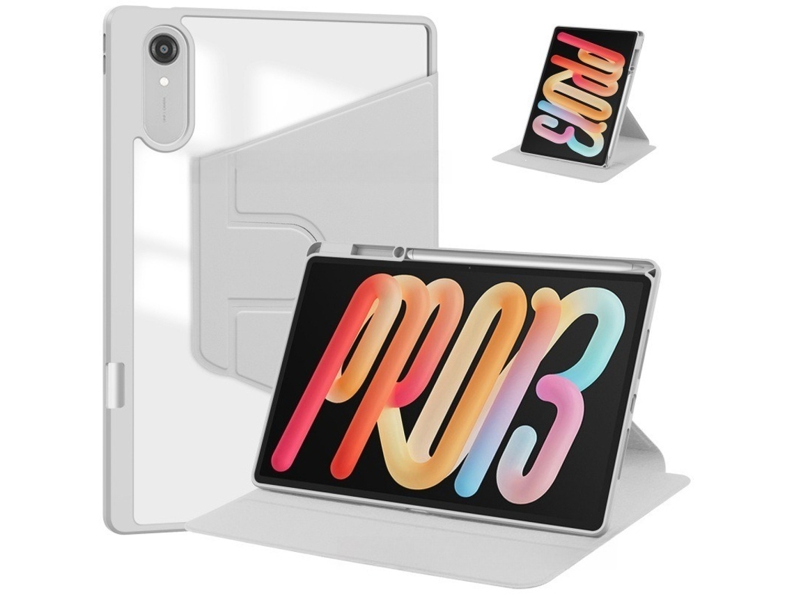 Capa Com Transparente Suporte Rotativo 360° Para Lenovo Xiaoxin Pad Pro 12.7 (modelo 2025), Bolsa Para Caneta wake/sleep Cinza Hexinyigjly