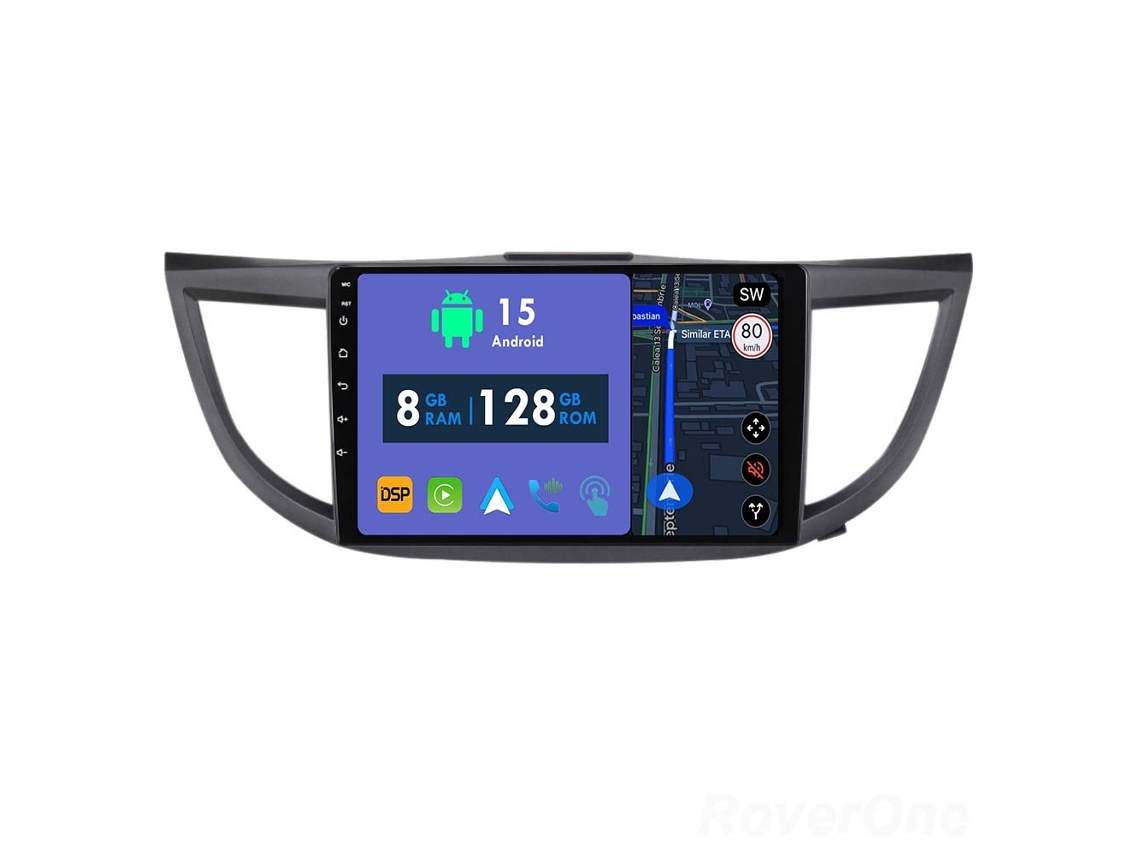 Auto Rádio Carro Bluetooth Autoradio 8GB RAM 128G ROM CarPlay Navegação GPS Ecrã Táctil RoverOne para Honda CRV CR-V 4 RM RE 2011-2018  