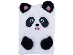 Caderno Com Estampa Panda Bloco Notas Falso Cadeado Pompons, 160 Páginas Pautadas Secreta, A5 Bordado Fofo