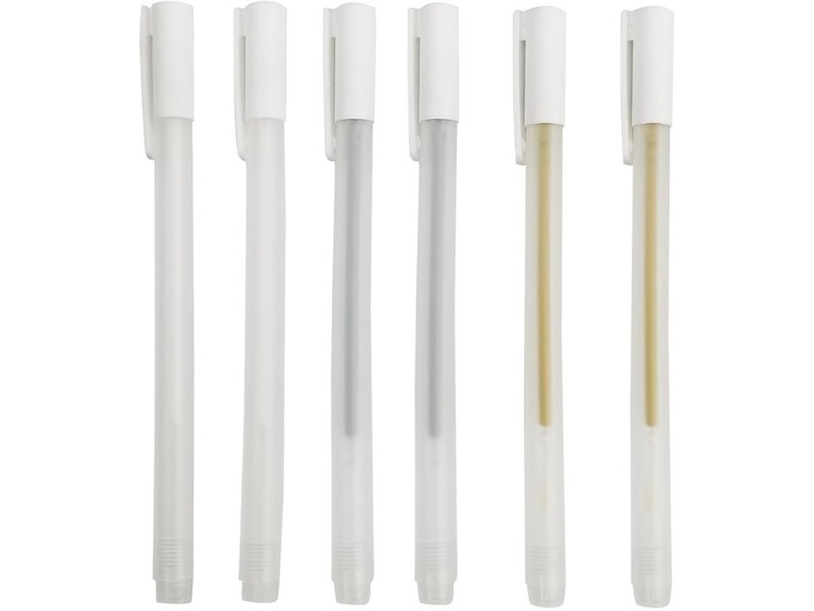 Conjunto De Canetas De Gel 6 Unidades - Canetas De Gel Metálicas 0,6 Mm/0,8 Mm - Caneta Para Papel Preto - Regalo Para Casamento - Inclui Ouro/prata/b