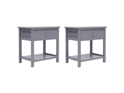 Vidaxl Mesas De Cabeceira 40x29x42 Cm 2 Pcs Madeira Paulownia Cinzento