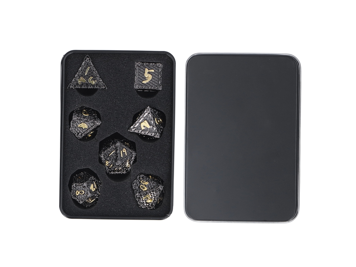 Walshlxq conjunto de 7 Dados Metálicos Poliedros para Rpg com Caixa de Armazenamento Jogo de Rol Regalo Ideal para Adolescentes Adultos