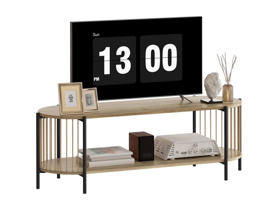 Rack para Tv Boho Até 55 Polegadas com Detalhes em Corda Natural ZACHARY