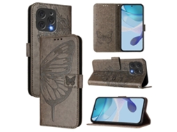 Capa De Couro Com Borboleta Em Relevo Para Doogee N55 Plus