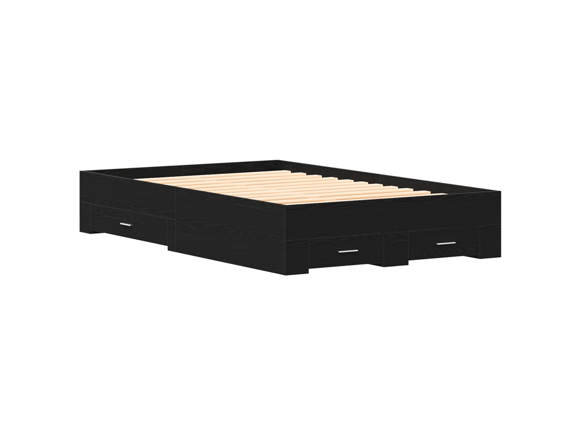 Conjunto 1 Cama Rustica Vidaxl Preto Derivados De Madeira (120 X 200 Cm)