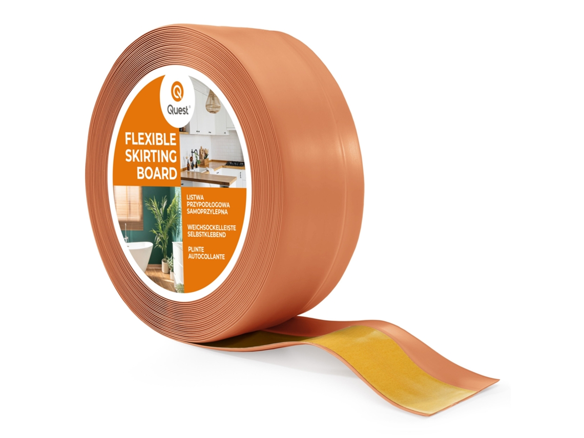 Rodapé Flexível Autoadesivo 50x20 Mm, Rodapé Pvc, Flexível, Cor Tijolo, 20 M