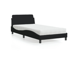 Cama Com Colchão 100x200 Cm Tecido Preto