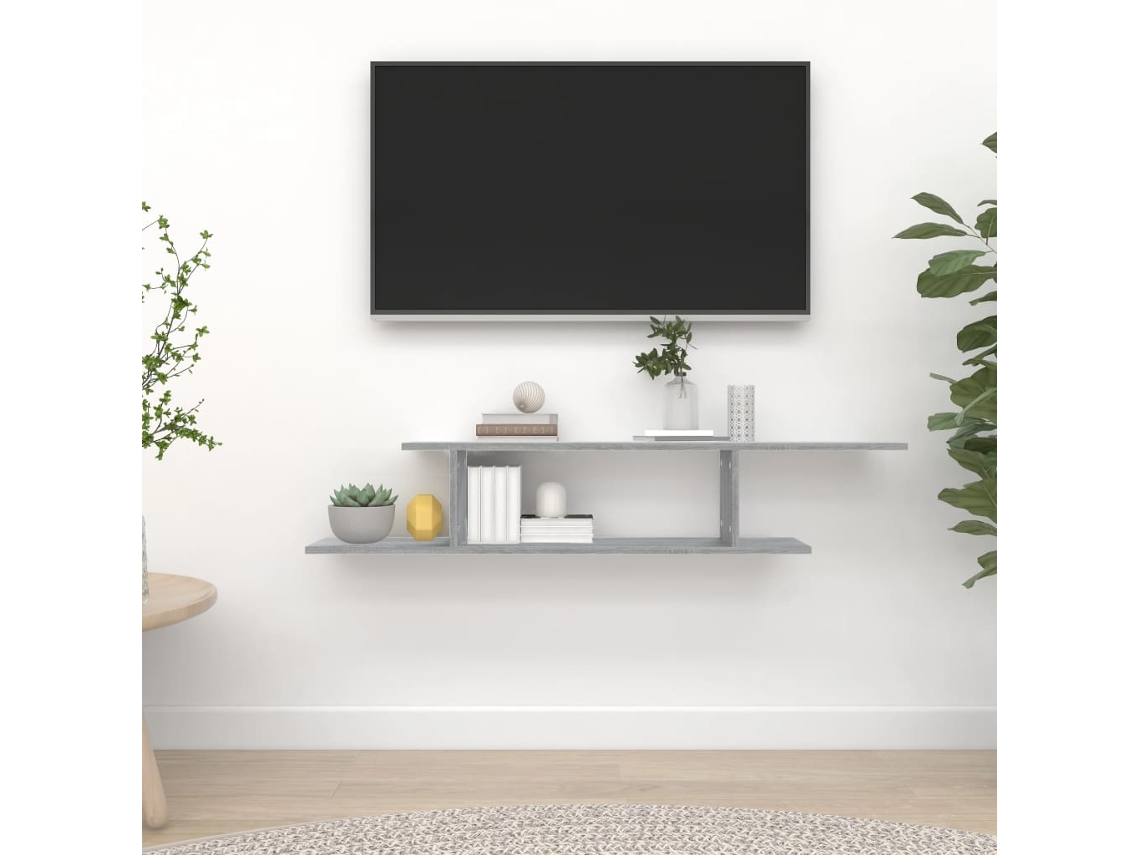Vidaxl Prateleira P/ Tv De Parede Derivados Madeira Sonoma Cinza