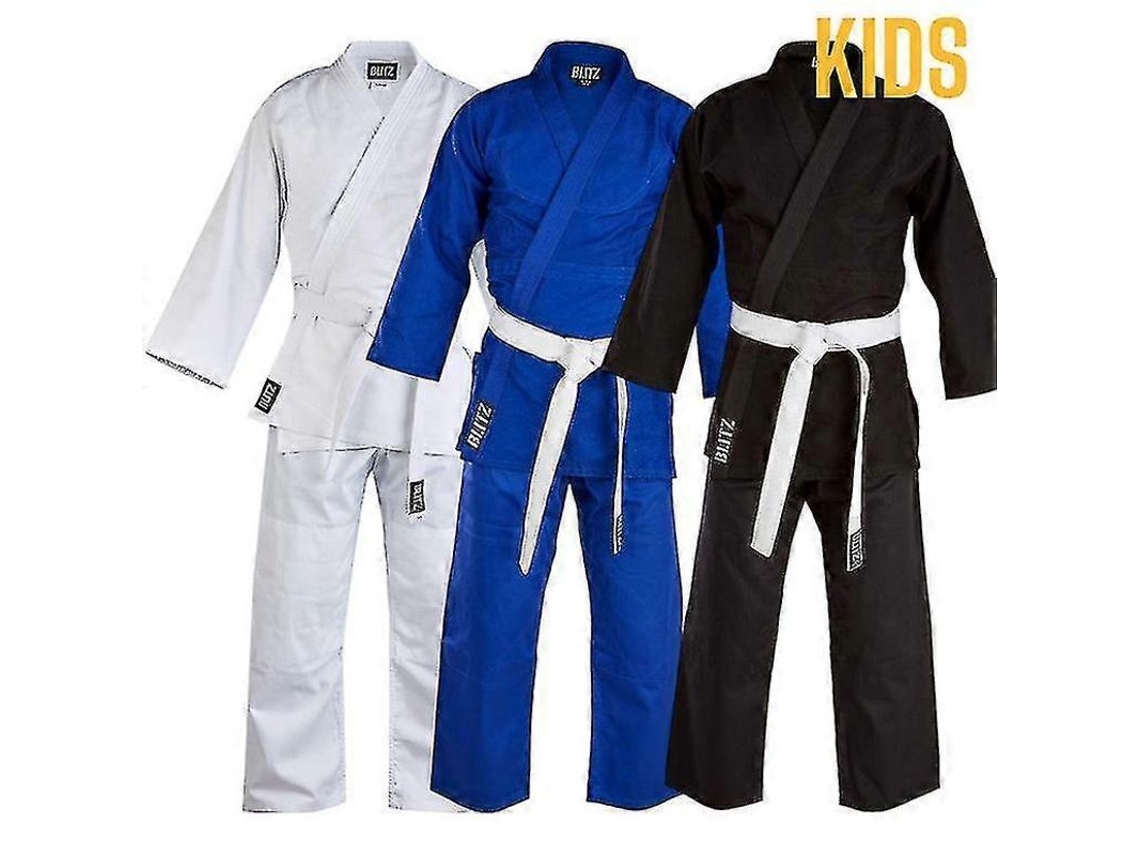 Traje De Judô Para Crianças Azul Yvan150cm 350g Polialgodão Leve Com Cinto Branco 150 Cm Azul