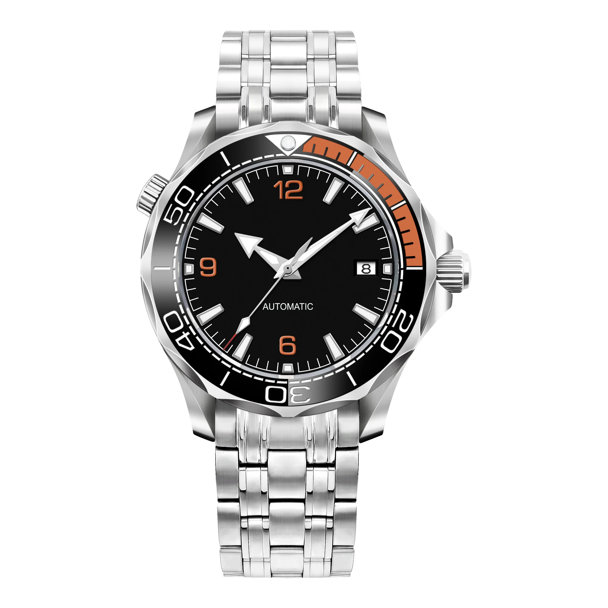 Relógio De Mergulho Automático Masculino (preto/prateado) De 41 Mm, Bisel Em Cerâmica De Safira.