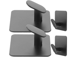 Conjunto De 4 Ganchos Parede Quadrados Em Aço Inoxidável Preto Para Toalhas Banho E Chuveiro, Fáceis De Instalar