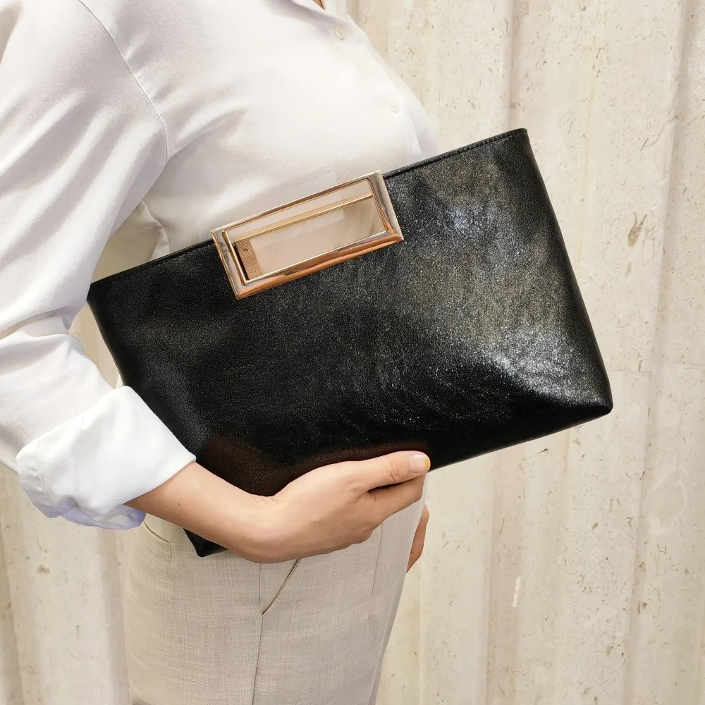 Bolsa Feminina Elegante Em Couro Pu Preto, Carteira Estilosa E Brilhante.