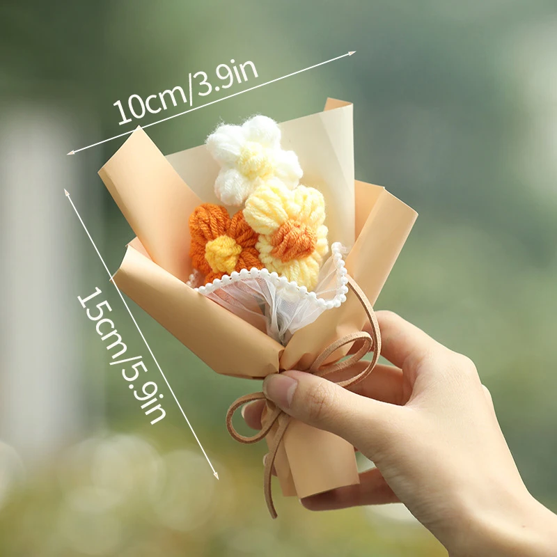 Buquês de Crochê, Mini Flores de Tricô em Formato de Bolha, Buquês Coloridos Feitos À Mão. MDUG