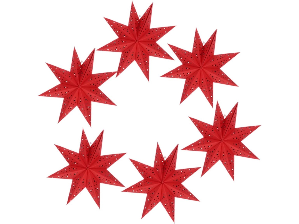 Conjunto De 6 Estrelas De Papel Brancas Para Pendurar - Decorações Para Luminárias.