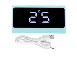 Reloj Despertador Digital Led Inteligente Con Tiempo Temperatura Espejo Maquillaje Azul