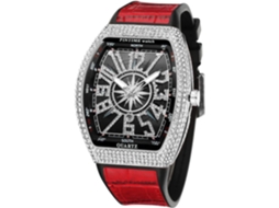 Lurelia Relógio Masculino, Data/calendário, Detalhes Com Strass, 55 Mm, 2,17 Polegadas, 210 Mm, 8,27 Polegadas, Borracha, Prata E Preto