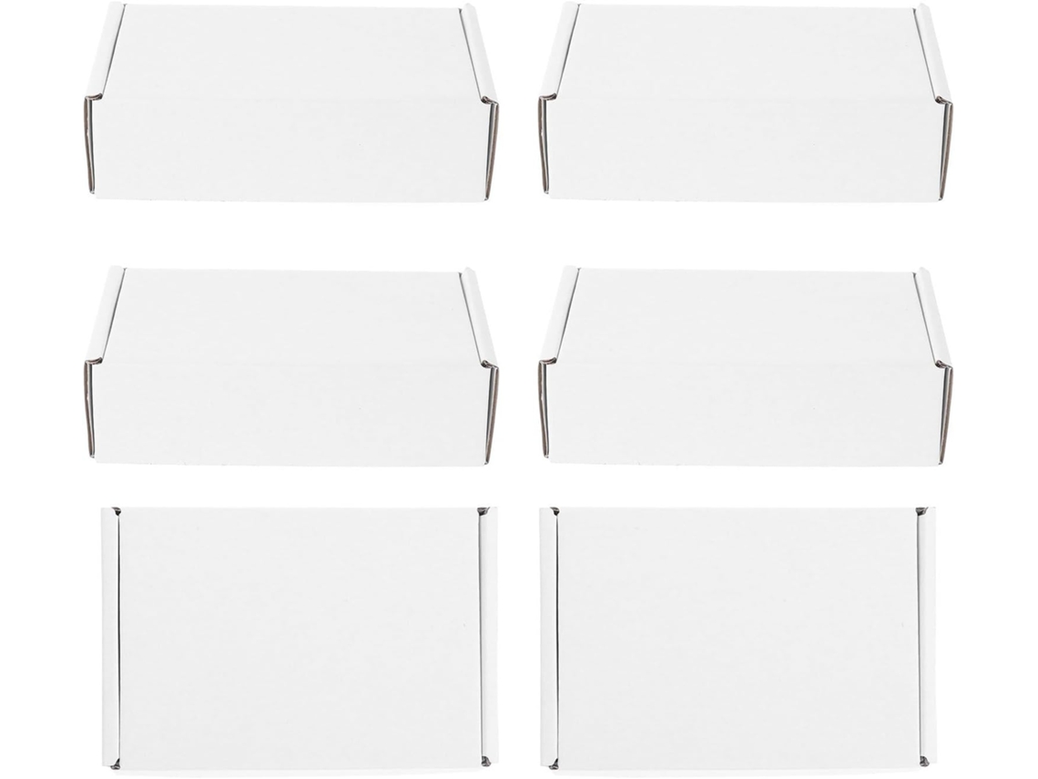Conjunto de 6 Caixas Envio Brancas Topbathy, Fáceis Montar, Papelão Kraft, Versáteis para Embalagem e Pequenas