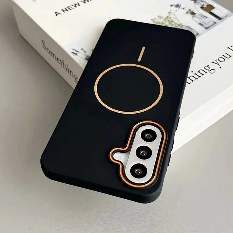Capa Magnética Fosca Para Celular Samsung (galaxy S24 Preta), Compatível Com Carregamento Sem Fio.