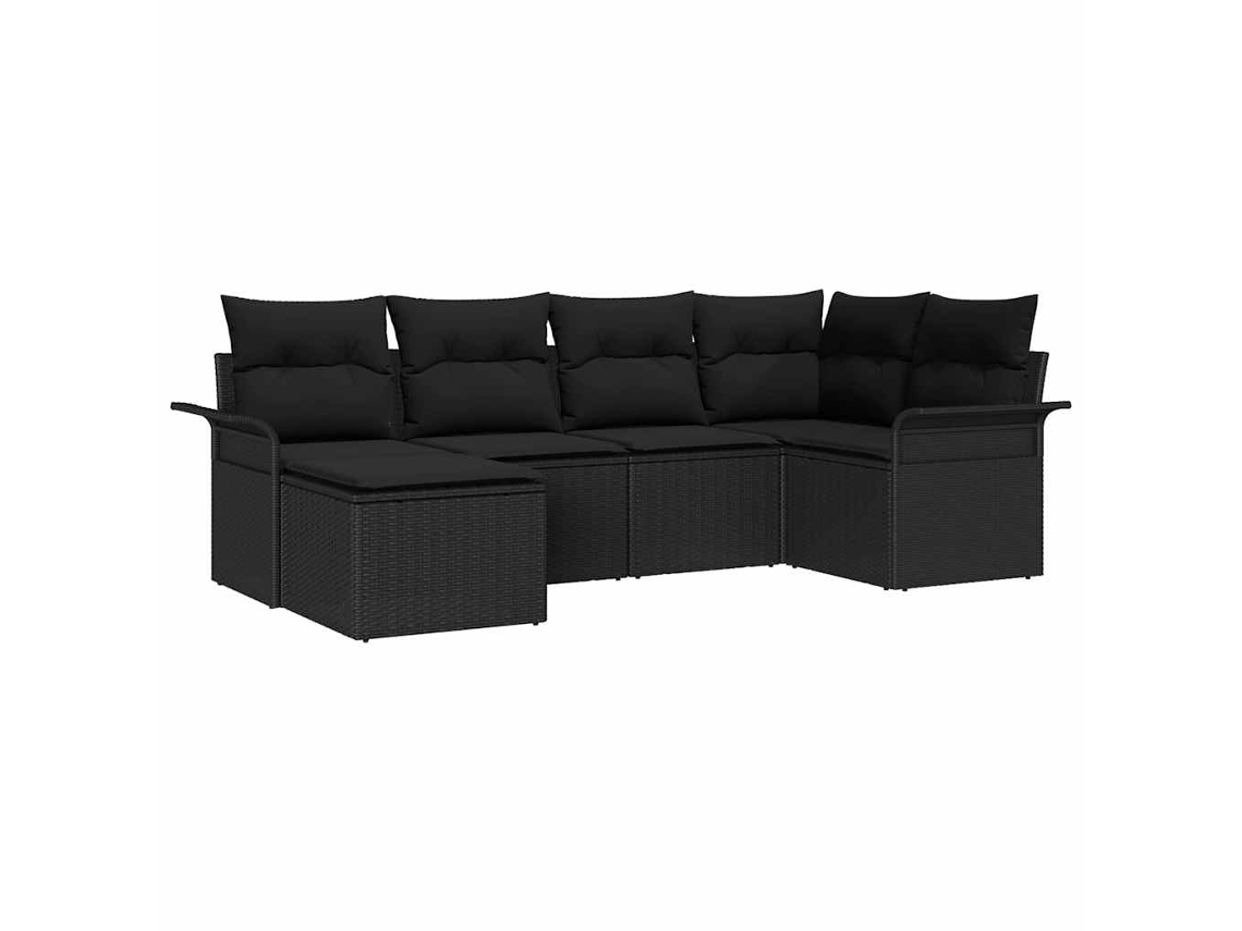 Conjunto de sofá de jardim 6 peças Preto Vime Pe MAISON EXCLUSIVE