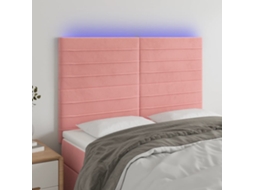 Vidaxl Cabeceira De Cama C/ Luzes Led Veludo 144x5x118/128 Cm Rosa