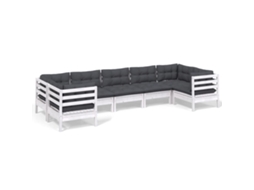 Conjunto de 7 Lounge de Jardim com Almofadões Pinho Branco MAISON EXCLUSIVE