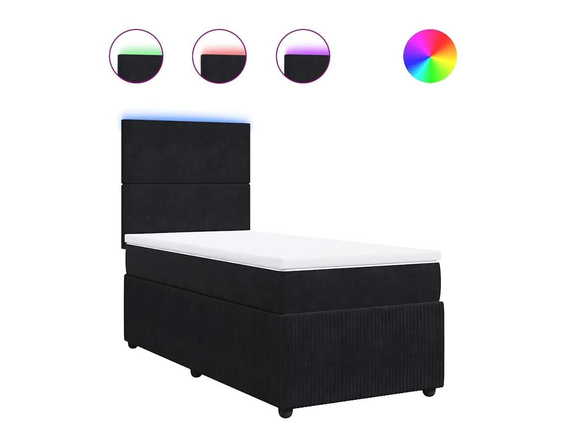 Cama com Molas/colchão 90x190 Cm Veludo Preto MAISON EXCLUSIVE