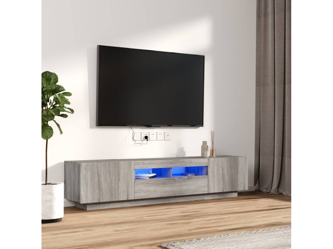 Vidaxl Conjunto Móveis De Tv 2 Pcs C/ Leds Madeira Cinzento-claro