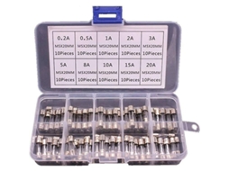 100 Fusíveis de Vidro 5x20mm em Caixa 0,2a 20a 10 Modelos Diferentes 250v Fusíveis Rápidos para Circuitos
