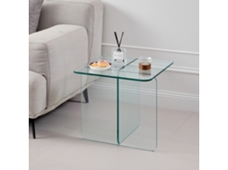 Mesa Lateral De Vidro Curvo Temperado Transparente, Mesa De Centro Ou Apoio De Sofá.