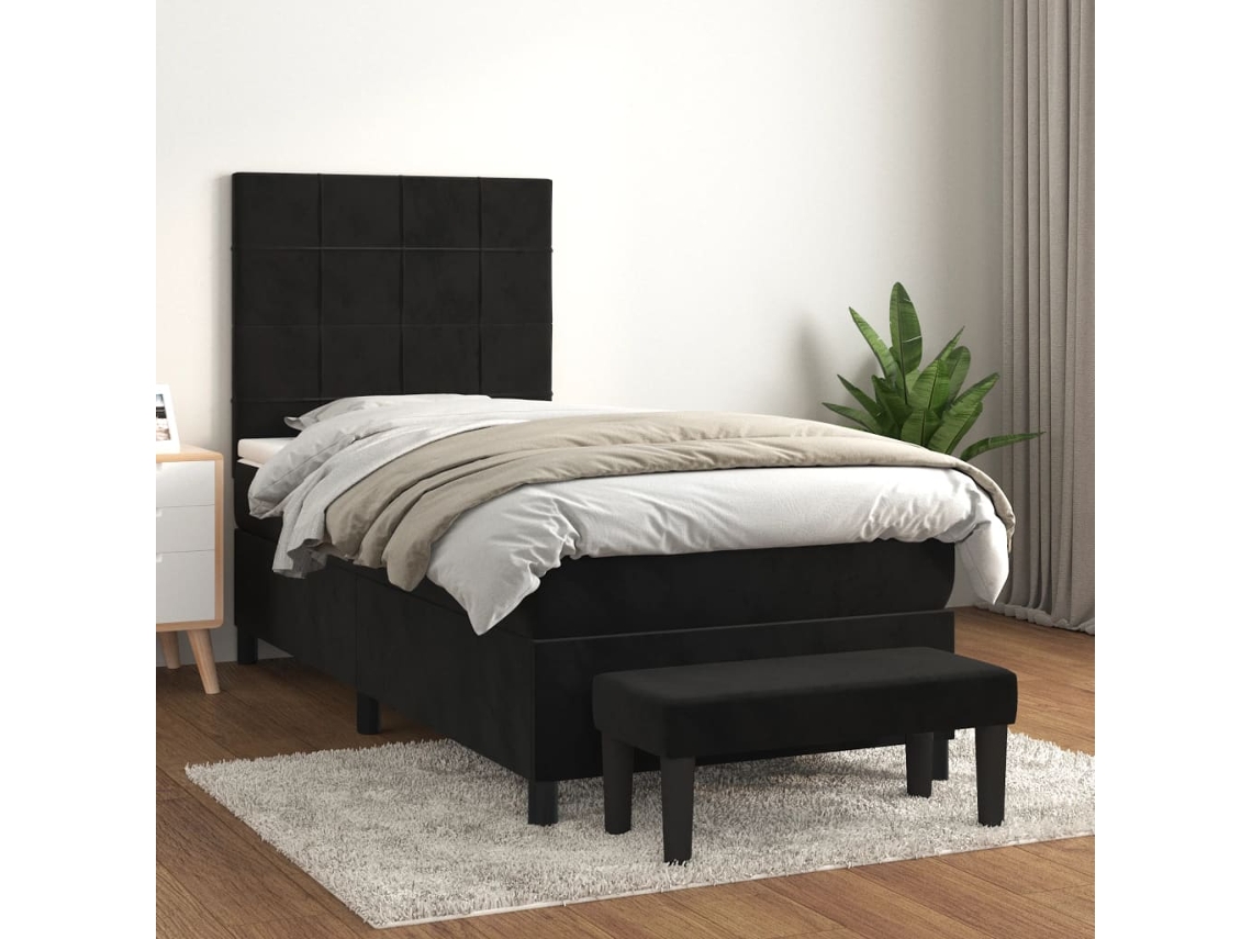 Vidaxl Cama Com Molas/colchão 90x190 Cm Veludo Preto