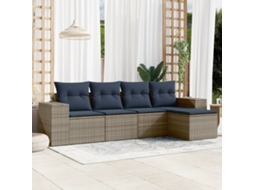Vidaxl Conjunto De Sofá De Jardim De 5 Peças Com Almofadas Em Rattan Sintético Cinza