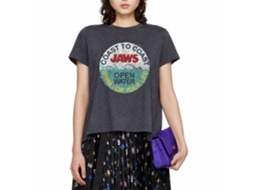 Rockinstone Jaws Movie Swim For Your Life Heather Navy Adult T-shirt Size:xl