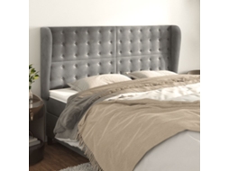 Cabecero con Alas de Terciopelo 203x23x118/128 cm Gris Claro