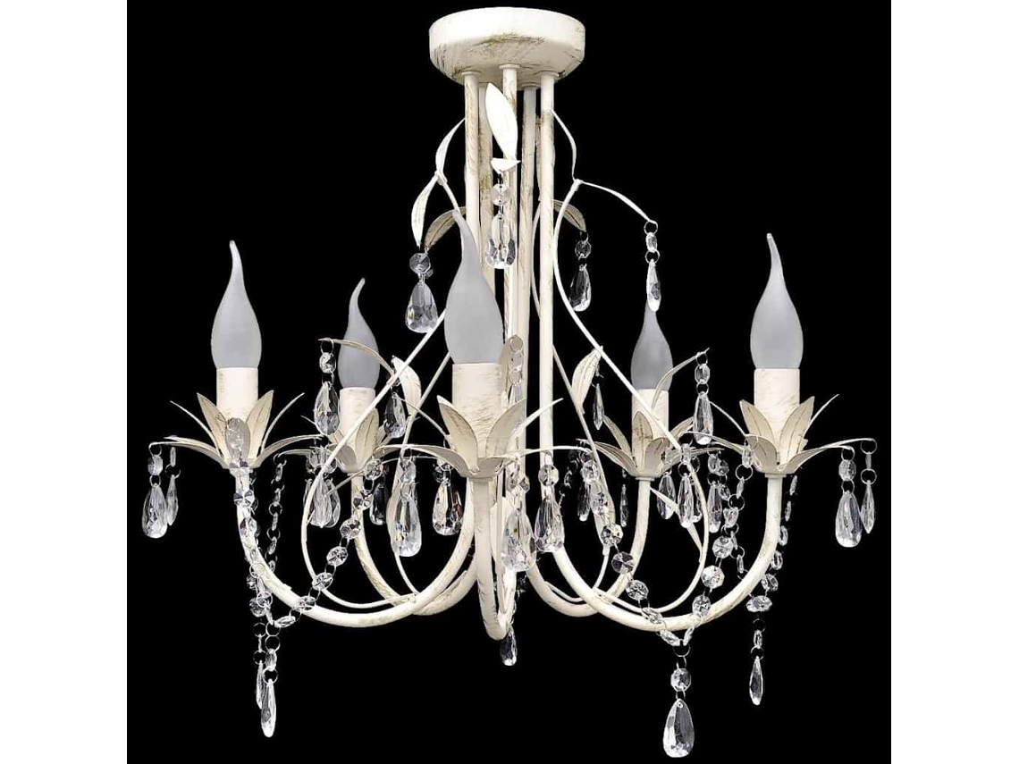 Candelabro Com Cristais Pendente Elegante Com 5 Lâmpadas