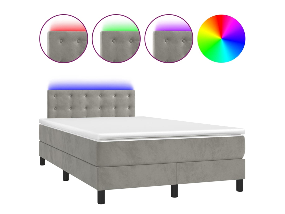 Cama Box Spring com Colchão LED 120x200 cm Veludo Cinzento Claro MAISON EXCLUSIVE