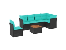 Maison Exclusive - 7 Pcs Conjunto De Sofás P/ Jardim C/ Almofadões Vime Pe Preto