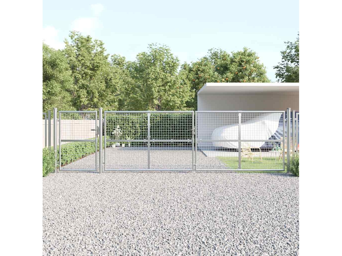 Vidaxl Portão De Jardim Em Tela Metálica Cor Prata 500x125 Cm Aço Galvanizado.