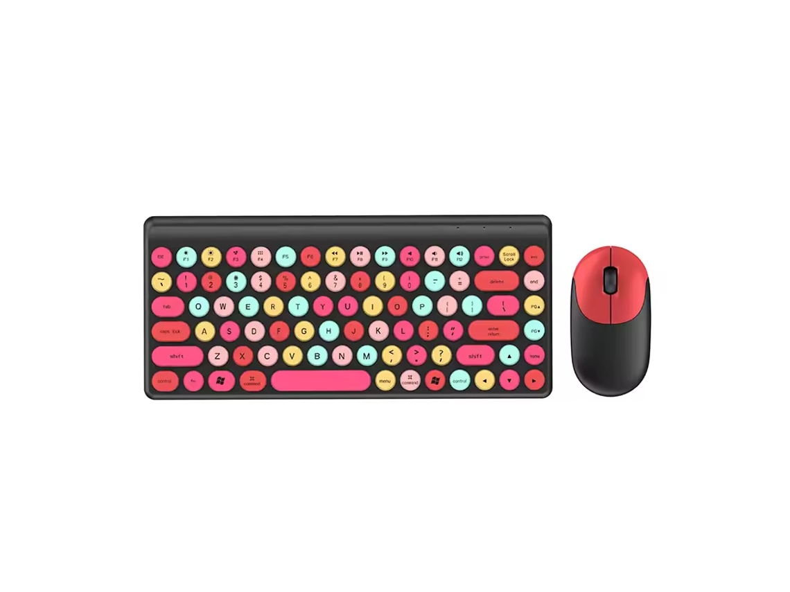 Teclado Eifson Mini 2.4g Sem Fio Com Mouse Cores Candy - Layout Em Inglês - Preto