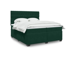 Vidaxl Cama Com Molas/colchão 200x200 Cm Veludo Verde-escuro