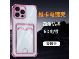 Capa Para Iphone 17 Pro Em Ouro Rosa Com Compartimento Para Cartão E Airbags Nos Quatro Cantos Para Proteção Contra Quedas.