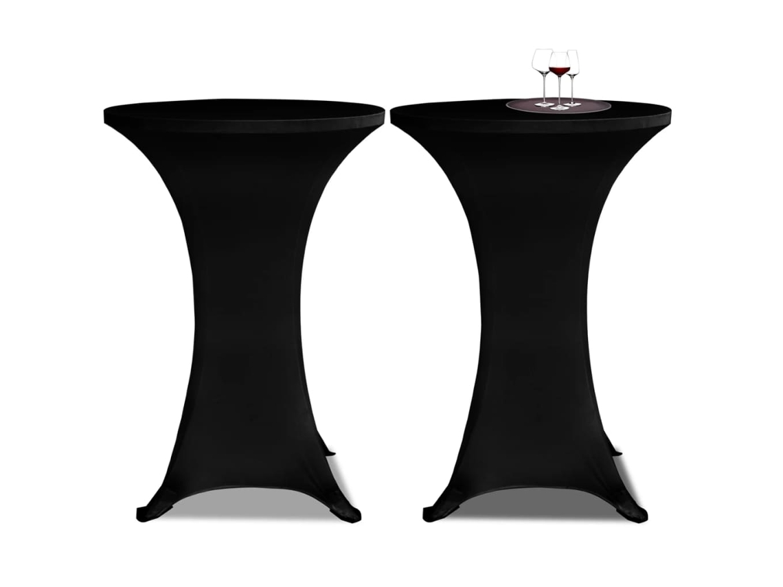 Toalha De Mesa Elástica Ø60, Preta / 2 Peças