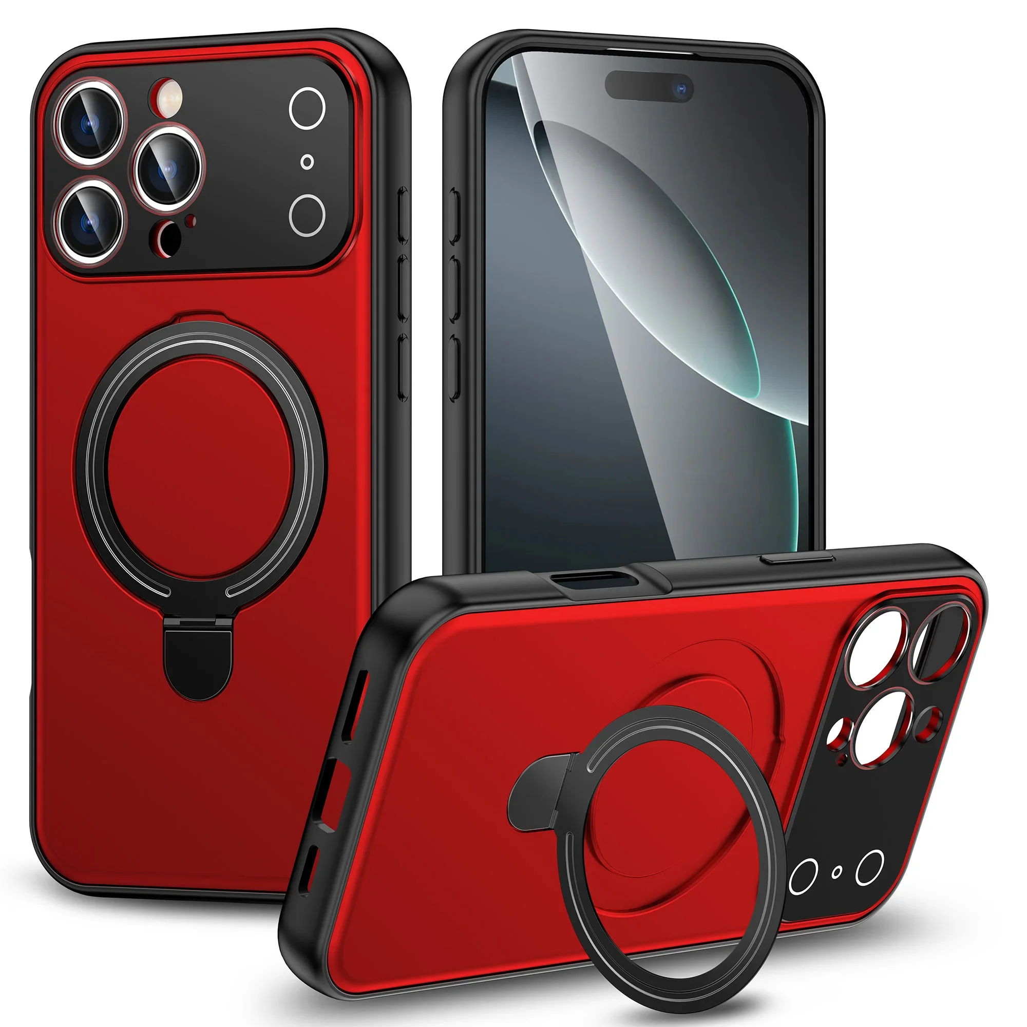 Capa Dobrável Com Suporte Magnético Para Iphone 15 Plus (vermelha), Compatível Com Carregamento Sem Fio.