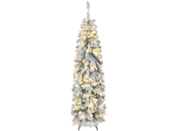 Árvore De Verde Natal Estreita 180 Cm Nevada Com Luzes Led Temporizador 11 Modos Iluminação