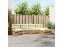 Vidaxl Conjunto De Sofás Para Exterior 5 Unid. Branco E Creme